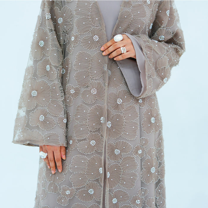 Stylish Casual And Elegant Floral Beaded Cardigan