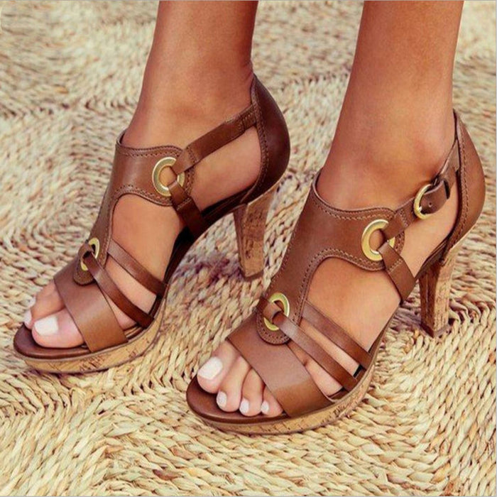 Women's High-heeled Sandals With Round Toe
